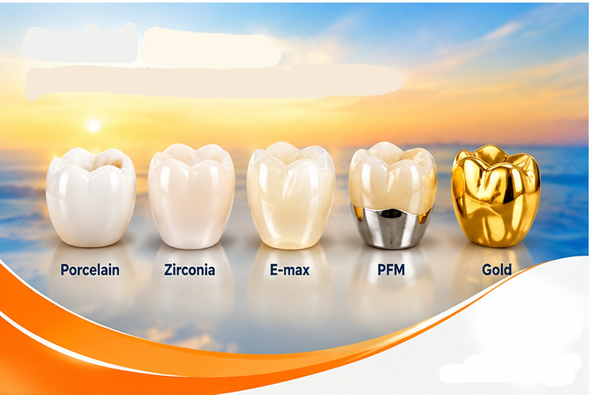 Dental Crowns (Porcelain, Zirconia, E-max, PFM, Gold)